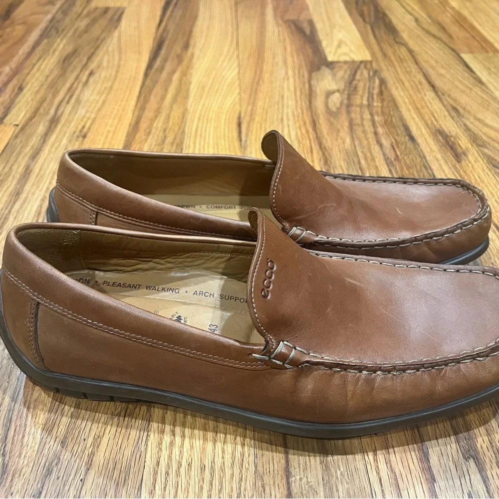 ECCO‎ Brown Leather Classic Slip On Loafer Shoes Men's Size 43 (9-9.5) US